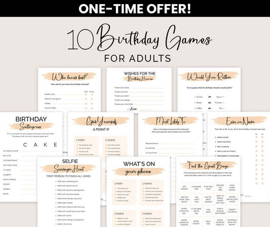 10 Birthday Games - ONE TIME OFFER!