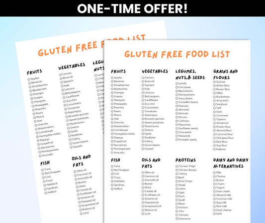 Gluten Free Food List - ONE TIME OFFER!