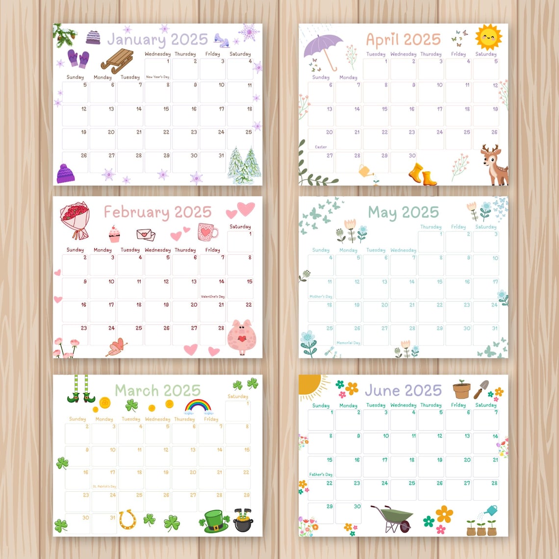 2025 Printable Kids Calendar (50%OFF)