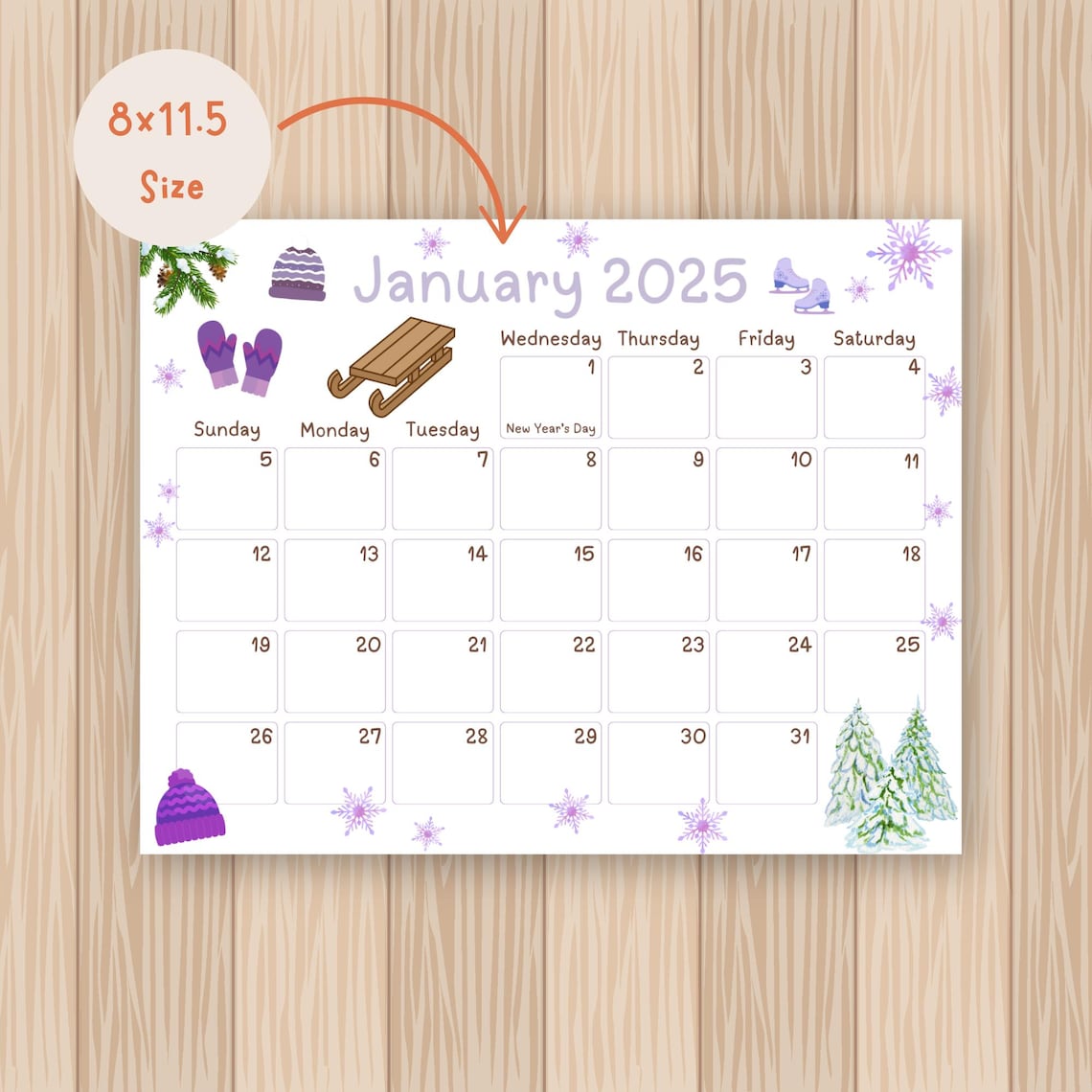 2025 Printable Kids Calendar (50%OFF)