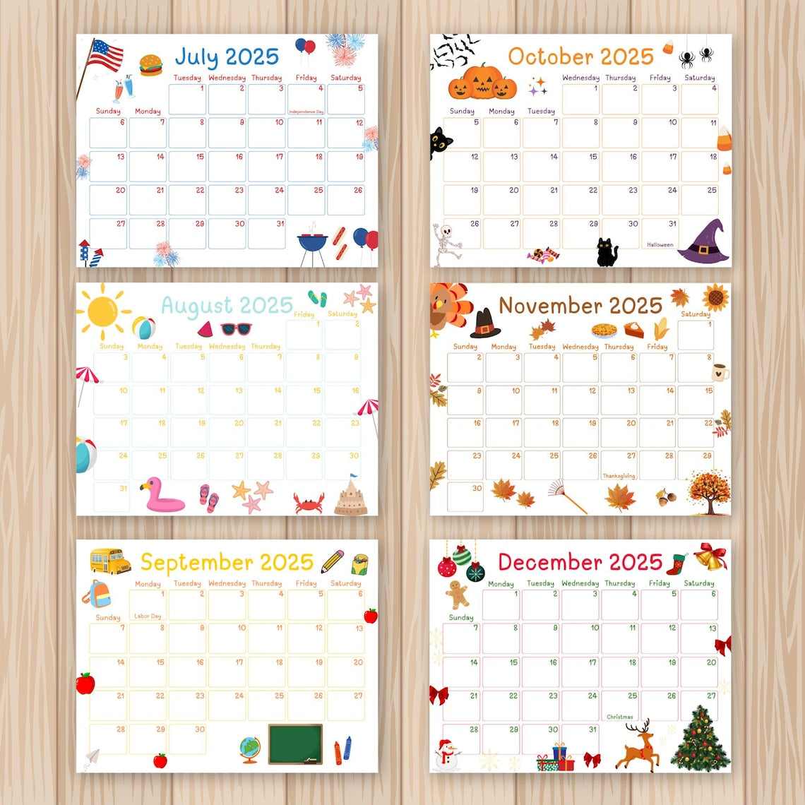 2025 Printable Kids Calendar (50%OFF)