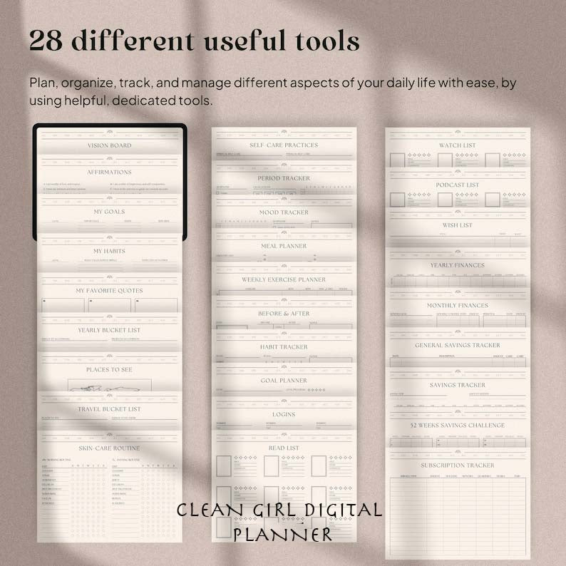 Clean Girl Digital Planner-(50%OFF)