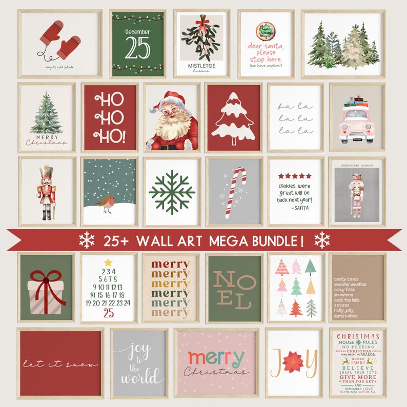 HolidayWall Wonders - Printable Christmas Art Set-(50% OFF)
