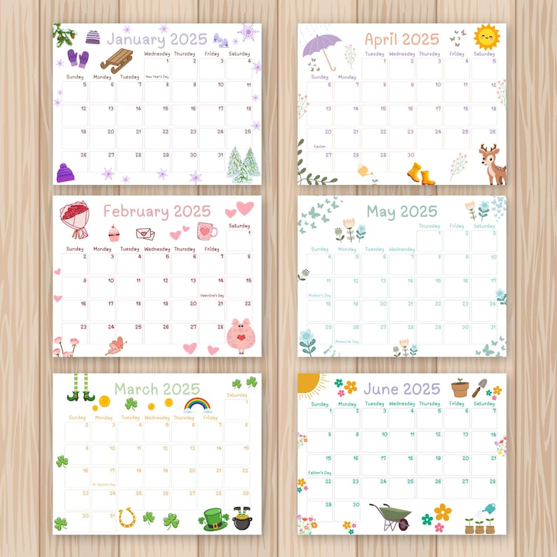 2025 Printable Kids Calendar (50%OFF)