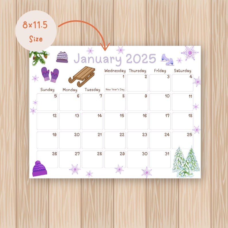 2025 Printable Kids Calendar (50%OFF)